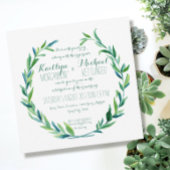 ローレルリースオリーブリーフブランチモダンスクエア 招待状