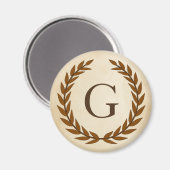 ローレルリースオンパーチメントモノグラムイニシャルG マグネット (正面/裏面)