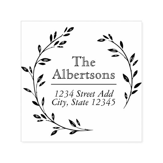 ローレルリースカスタムファミリー名差出人住所 セルフインキングスタンプ (デザイン)