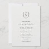 ローレルリースクレストミニマリストシ結婚ック 招待状 (正面)