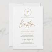 ローレルリースグリーンギルド金ゴールドクロスバプテスマ 招待状 (正面)