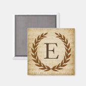 ローレルリースシートミュージックモノグラムイニシャルE マグネット (正面/裏面)