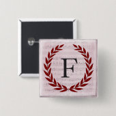 ローレルリースシートミュージックモノグラムイニシャルF 缶バッジ (正面&裏面)