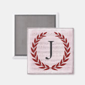 ローレルリースシートミュージックモノグラムイニシャルJ マグネット (正面/裏面)