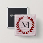 ローレルリースシートミュージックモノグラムイニシャルM 缶バッジ (正面&裏面)