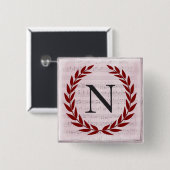 ローレルリースシートミュージックモノグラムイニシャルN 缶バッジ (正面&裏面)