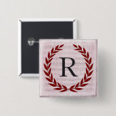 ローレルリースシートミュージックモノグラムイニシャルR 缶バッジ (正面&裏面)