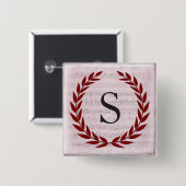 ローレルリースシートミュージックモノグラムイニシャルS 缶バッジ (正面&裏面)