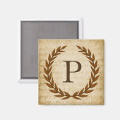 ローレルリースシート音楽モノグラムイニシャルP マグネット (正面/裏面)