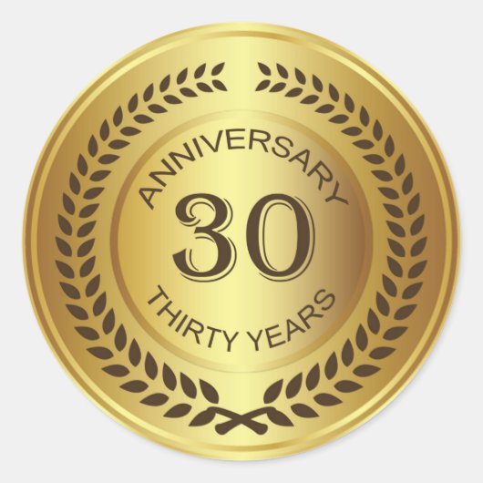 ローレルリースステッカー付き黄金30周年記念 ラウンドシール (正面)