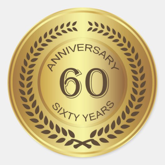 ローレルリースステッカー付き黄金60周年記念 ラウンドシール (正面)