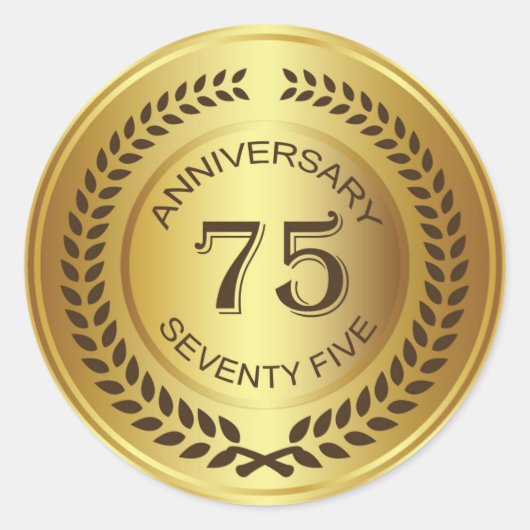 ローレルリースステッカー付き黄金75周年記念 ラウンドシール (正面)