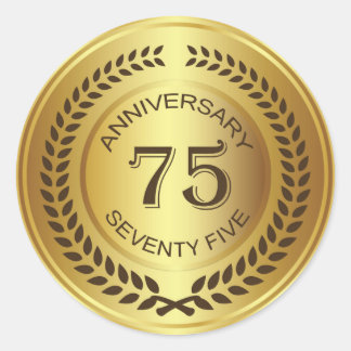 ローレルリースステッカー付き黄金75周年記念 ラウンドシール