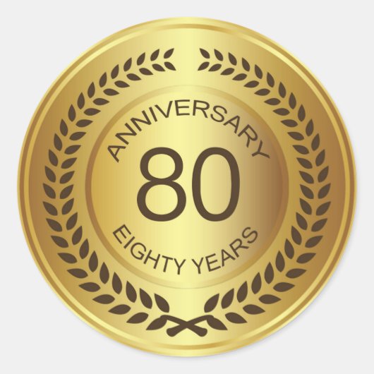 ローレルリースステッカー付き黄金80周年記念 ラウンドシール (正面)