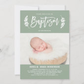 ローレルリースセージグリーンフォトバプテスマ 招待状 (正面)