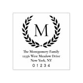 ローレルリースファミリーネームモノグラム差出人住所 ラバースタンプ (インプリント)