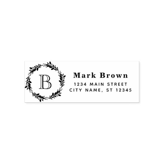 ローレルリースモノグラムのイニシャル差出人住所 セルフインキングスタンプ (デザイン)