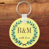 ローレルリースモノグラムキーチェーンイエローアンドブルー キーホルダー (正面)