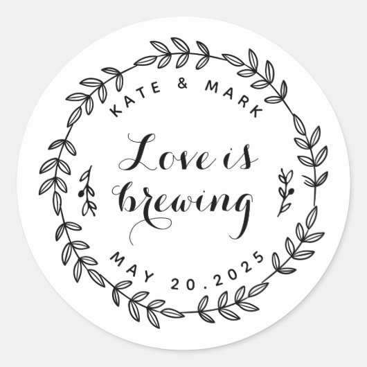 ローレルリースラブイズブルーイング結婚式の引き出物 ラウンドシール (正面)