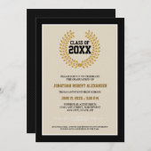 ローレルリース卒業発表（黒） 招待状 (正面/裏面)