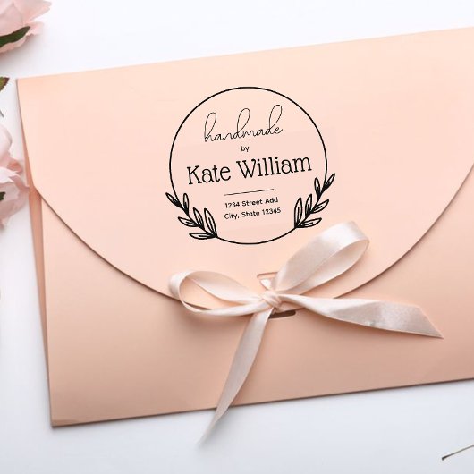 ローレルリース手作り差出人住所スタンプ ラバースタンプ