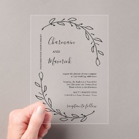 ローレルリース結婚ズ アクリル招待状 (インサイチュ (ポータブル))