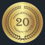 ローレルリース20周年記念 ラウンドシール<br><div class="desc">レトロ黄金効果20th (s結婚または会社)ローレルリースステッカー付き記念日</div>
