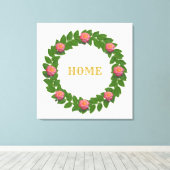 ローレルリース&ピンクローズ キャンバスプリント (インサイチュ (ウッドフロア))