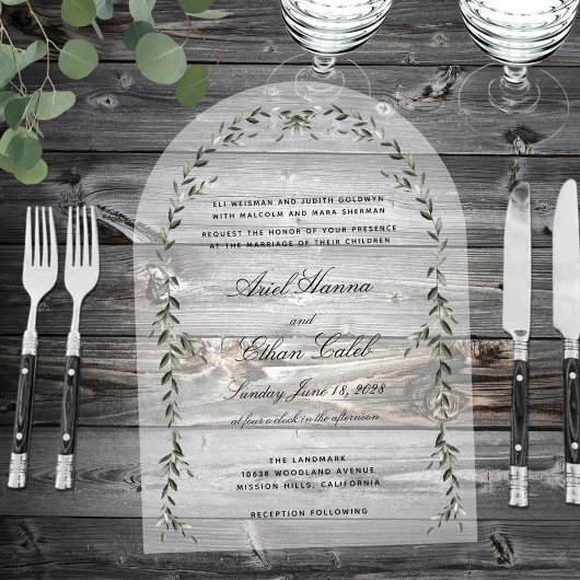 ローレルリーフアーチウェイエレガントウェディング アクリル招待状