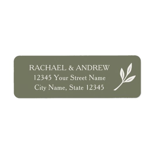 ローレルリーフエレガントグリーン結婚ズ差出人住所 ラベル (正面)