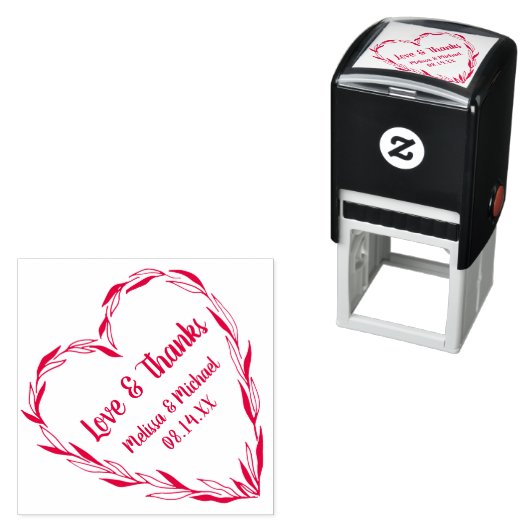 ローレルリーフハートリース |さん結婚ありがとう セルフインキングスタンプ (インサイチュ)