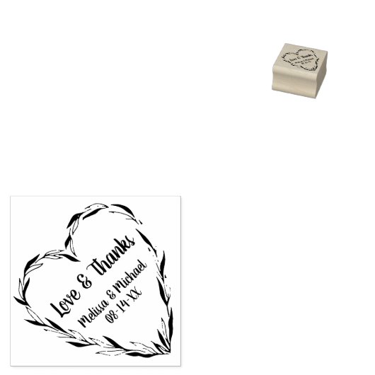 ローレルリーフハートリース |さん結婚ありがとう ラバースタンプ (押印)