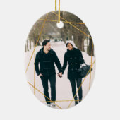 ローレルリーフファースト婚約したリスマス写真 セラミックオーナメント (裏面)