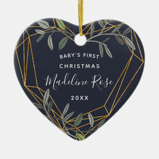 ローレルリーフベビー初めてのクリスマス写真 セラミックオーナメント (正面)