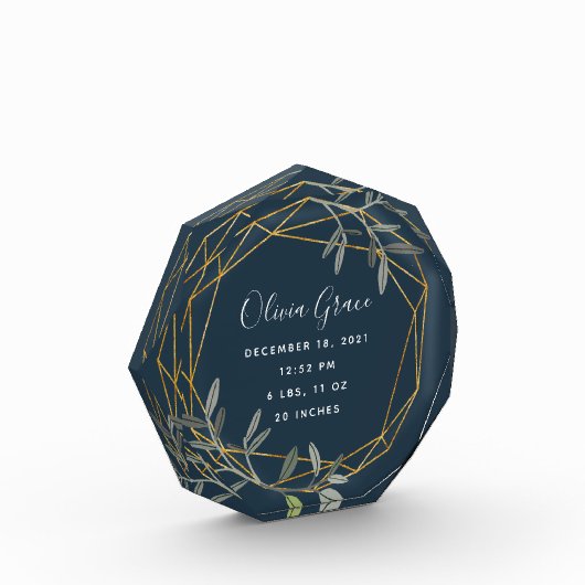 ローレルリーフベビー誕生統計アクリルブロック フォトブロック (左)