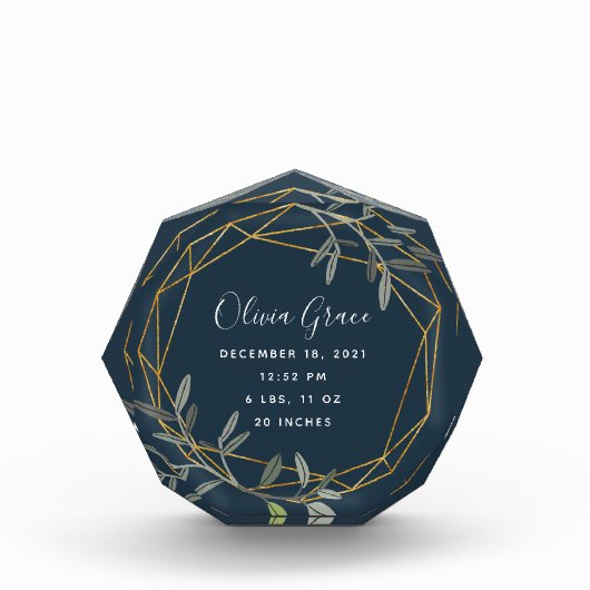 ローレルリーフベビー誕生統計アクリルブロック フォトブロック (正面)