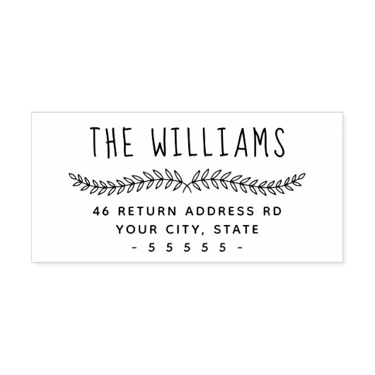 ローレルリーフ名お洒落差出人住所 セルフインキングスタンプ (デザイン)