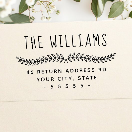 ローレルリーフ名お洒落差出人住所 セルフインキングスタンプ