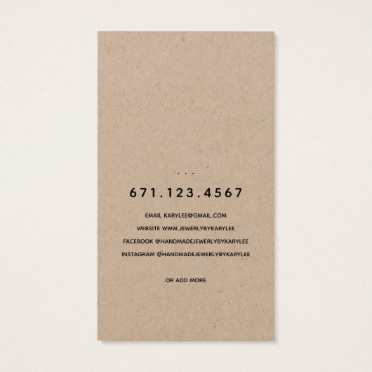 ローレルリーフ素朴ジュエリーイヤリングディスプレイカード (裏面)