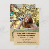 ローレルリーフ- 3x5卒業案 招待状 (正面/裏面)