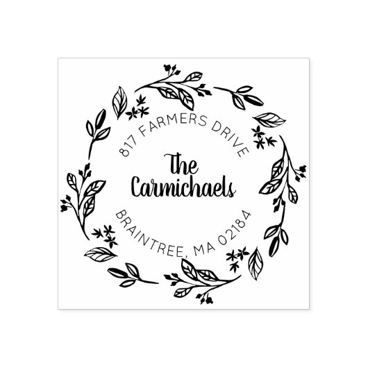 ローレル素朴カントリーリース |差出人住所 ラバースタンプ (インプリント)