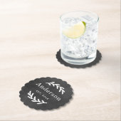 ローレル素朴ブランチリース姓モノグラム ペーパーコースター (インサイチュ)