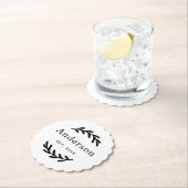 ローレル素朴ブランチリース姓モノグラム ペーパーコースター (インサイチュ)