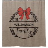 ローレル素朴ホリデーリースファミリー名 シャワーカーテン (正面)