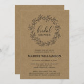 ローレル素朴リースクラフトブライダルシャワー 招待状 (正面/裏面)
