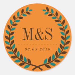ローレル素朴リースブライダルシャワーステッカー ラウンドシール