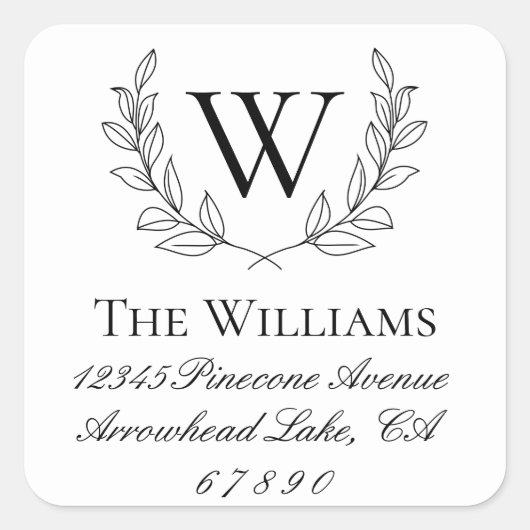 ローレル素朴リースモノグラムアドレス スクエアシール (正面)
