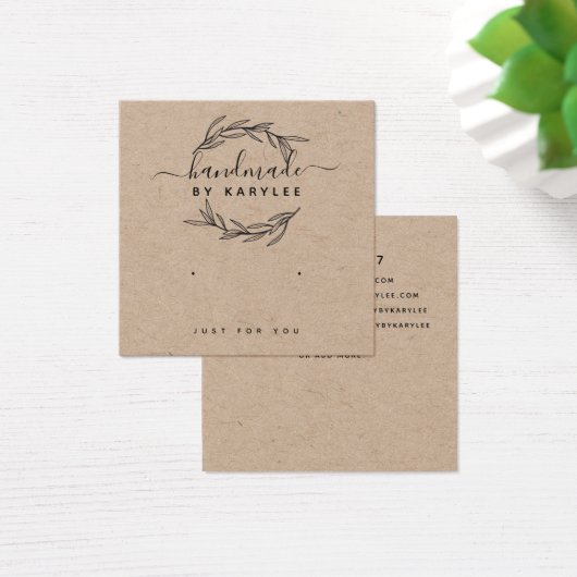 ローレル素朴リーフスタッドイヤリングディスプレイカード (デスク)