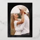 ローレル離れリースチャコールグレイ結婚ズ金ゴールド 箔招待状 (裏面)