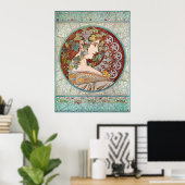 ローレル、アールヌーボーイラストレーションバイアルフォンスミュシャ ポスター (ホームオフィス)